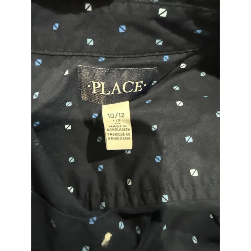 Two Children's Place Button Up Dress Shirts Tops Size 10/12 Preppy 100% Cotton